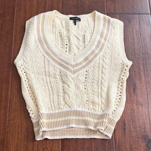 rag & bone Cream V-Neck Cable Knit Top